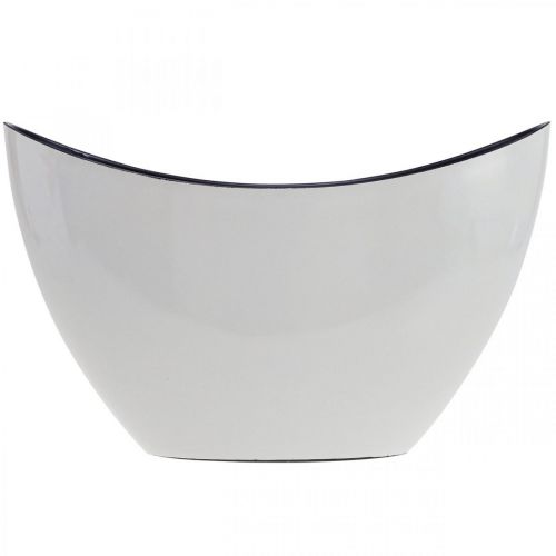 Floristik24 Pflanzschale Oval Dekoschale Jardiniere Cremeweiß 24×10×15cm