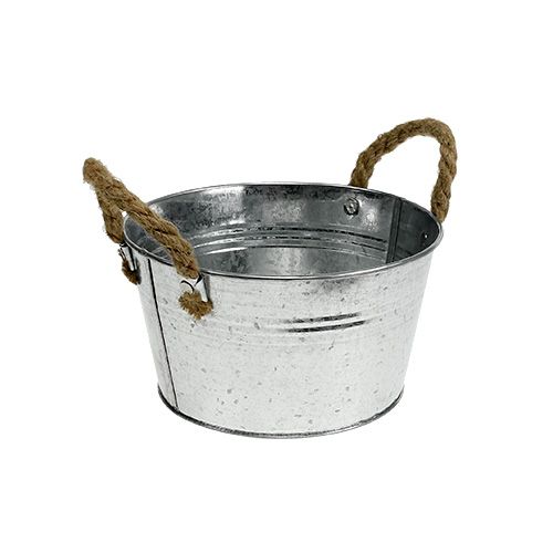 Floristik24 Pflanzschale aus Blech Silber Ø18cm H10cm