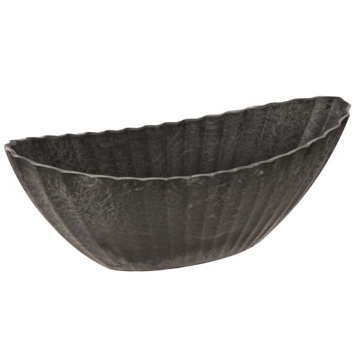 Floristik24 Pflanzschale mit Rillen Pflanzschiffchen Anthrazit 24cm
