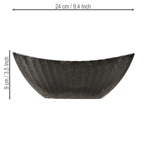 Floristik24 Pflanzschale mit Rillen Pflanzschiffchen Anthrazit 24cm