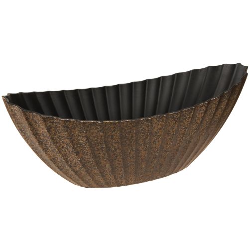 Floristik24 Pflanzschale mit Rillen oval Schiffchen Anthrazit Gold 36cm