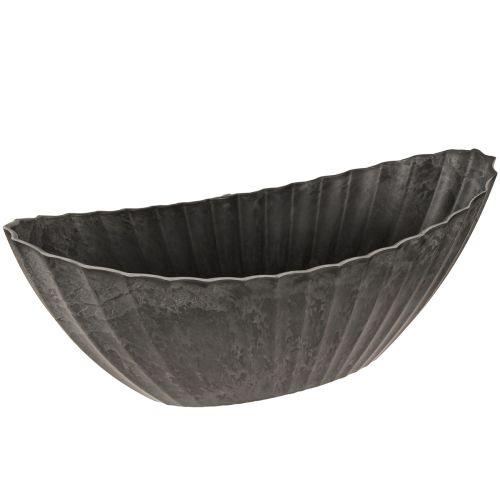 Floristik24 Pflanzschale mit Rillen oval Schiffchen Anthrazit 36cm