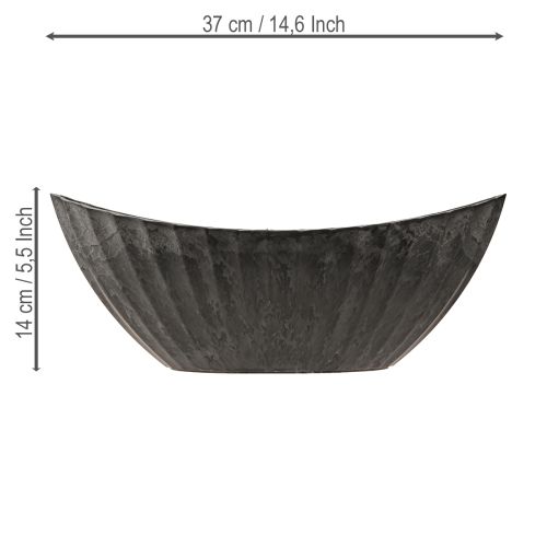 Floristik24 Pflanzschale mit Rillen oval Schiffchen Anthrazit 36cm