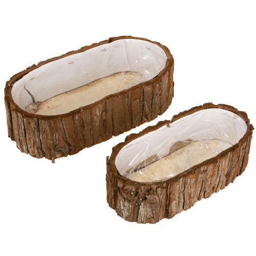 Artikel Pflanzschale oval Rinde Natur 30,5×15cm / 24×11cm 2er-Set