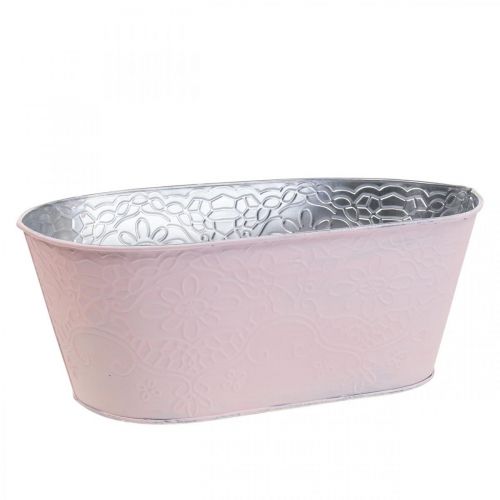 Floristik24 Pflanzschale Metall Blumenschale Oval Rosa 25x14,5x10cm