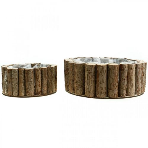 Pflanzschale rund Rinde Holzdeko Ø34/24cm 2er-Set