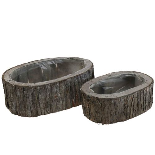 Artikel Pflanzkasten Blumentopf Holz Rinde L23/29,5cm 2er-Set