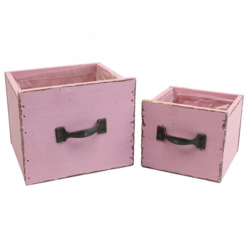 Floristik24 Pflanzschublade Pflanzkasten Holz Rosa 12,5/16cm 2er-Set