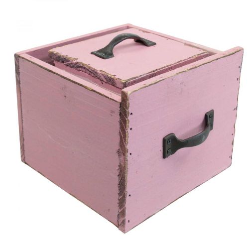 Floristik24 Pflanzschublade Pflanzkasten Holz Rosa 12,5/16cm 2er-Set