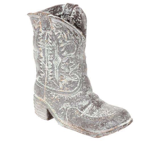 Deko Cowboy-Stiefel Pflanzgefäß Polyresin 24cm Grau-Blaugrün bestellen | Floristik24.at