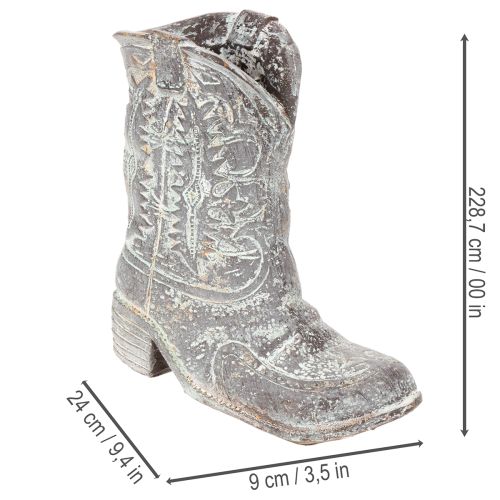 Deko Cowboy-Stiefel Pflanzgefäß Polyresin 24cm Grau-Blaugrün | Floristik24.at
