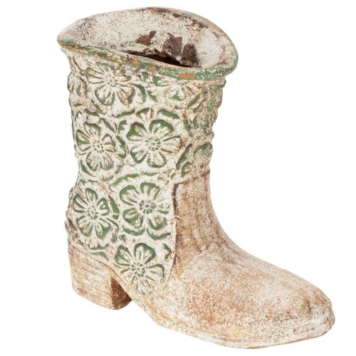 Blumentopf Cowboystiefel aus Polyresin mit Blumenmuster 24 cm Braun-Grün bestellen | Floristik24.at