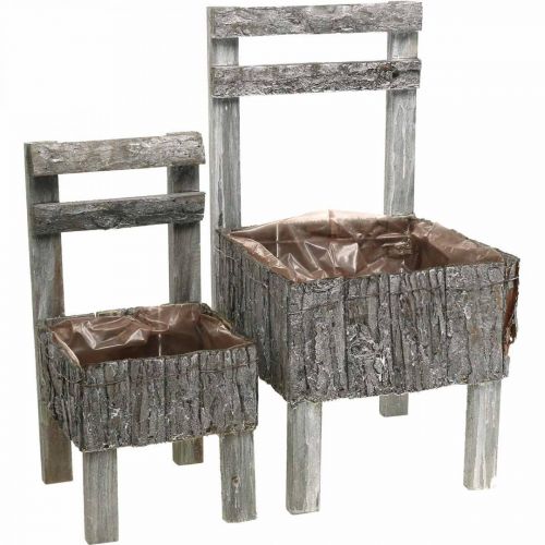 Stühle zum Bepflanzen, Pflanzgefäß, Gartendeko Shabby Chic, Weiß gewaschen 2er Set