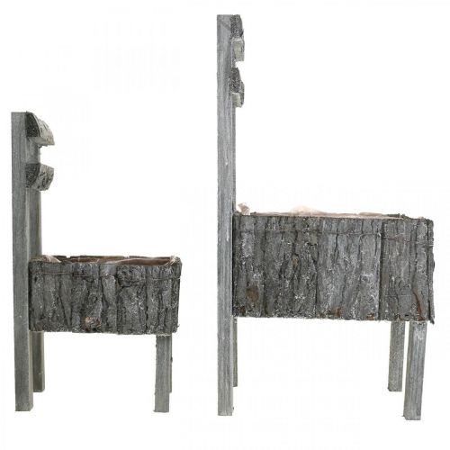 Stühle zum Bepflanzen, Pflanzgefäß, Gartendeko Shabby Chic, Weiß gewaschen 2er Set