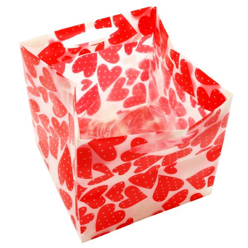 Floristik24 Pflanztasche Herzmuster 9,5cm x 9,5cm x 9cm 12St