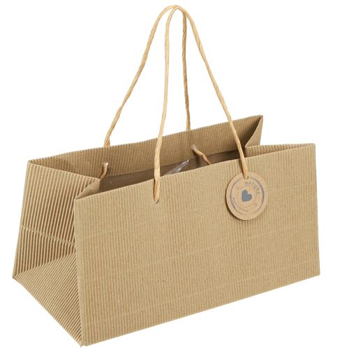 Floristik24 Pflanztaschen Papier Natur Gerippt 24x12x12cm 8 St