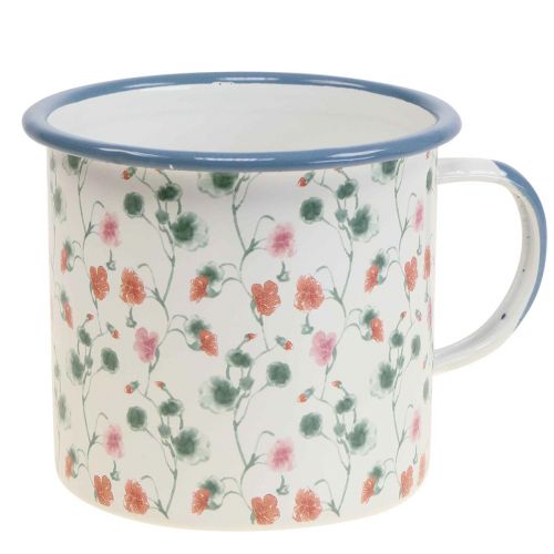 Floristik24 Pflanztasse Emaille Deko Tasse Blumenmotive Ø11cm