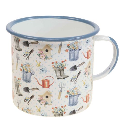 Floristik24 Pflanztasse Emaille Deko Tasse Gartenmotive Ø11cm