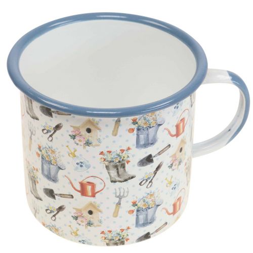 Floristik24 Pflanztasse Emaille Deko Tasse Gartenmotive Ø11cm