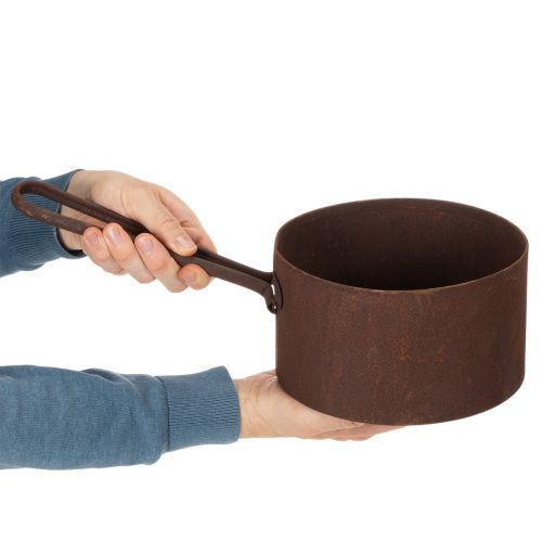 Pflanztopf Metall Übertopf Edelrost Ø20cm H11cm mit Griff | Floristik24.at