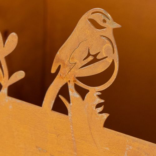 Pflanztopf Metall Edelrost mit Vogelmotiven 15,5 cm hoch | Floristik24.at