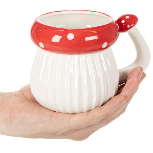 Tasse aus Keramik im Fliegenpilz-Design, 10 cm, rot-weiß | Floristik24.at
