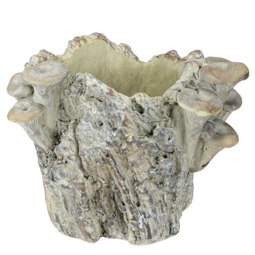 Pflanztopf Steinguss Übertopf mit Pilzen Baumstumpf 16cm