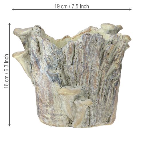 Artikel Pflanztopf Steinguss Übertopf mit Pilzen Baumstumpf 16cm