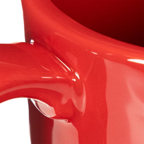 Tasse mit Unterteller aus Keramik 17 cm rot als Pflanztopf für den Innenbereich | Floristik24.at