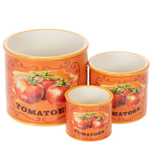 Floristik24 Tomaten Pflanztopf Set Keramik Dekorative Blumentöpfe für Küche und Retro Deko 14cm 3er-Set