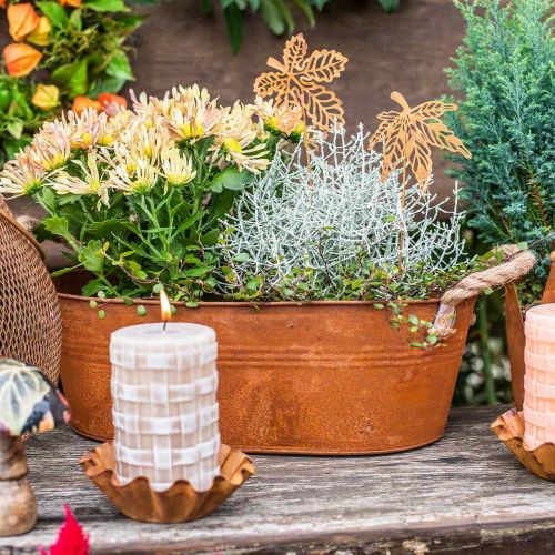 Pflanztopf mit Henkeln, Kräuterschale, Herbstdeko, Edelrost L28cm H11cm