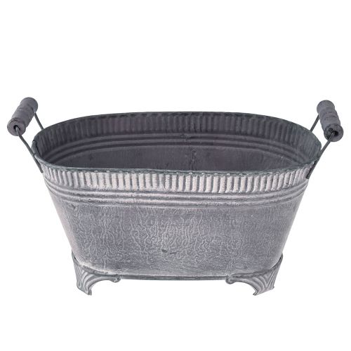 Floristik24 Pflanztopf Oval Blumentopf Metall Fuß Lila Weiß L28cm