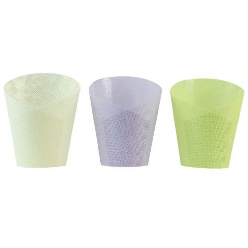 Floristik24 Pflanztopf gewebt Papier Grün Gelb Lila Ø9cm H18cm 9 St