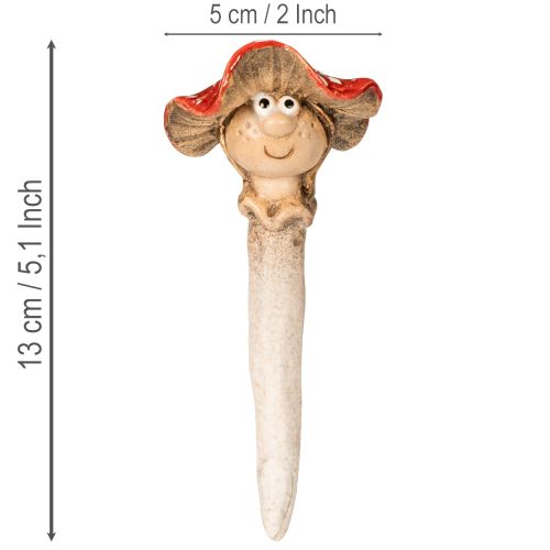 Pilz-Stecker Dekofigur Mädchen und Junge Fliegenpilz mit Gesicht aus Keramik 13 cm 2er Set | Floristik24.at