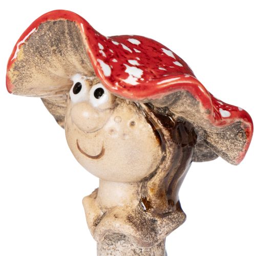 Pilz-Stecker Dekofigur Mädchen und Junge Fliegenpilz mit Gesicht aus Keramik 13 cm 2er Set | Floristik24.at