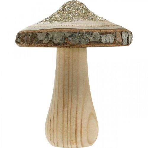 Artikel Holzpilz Rinde und Glitter Deko Pilze Holz H8,5cm 4 St