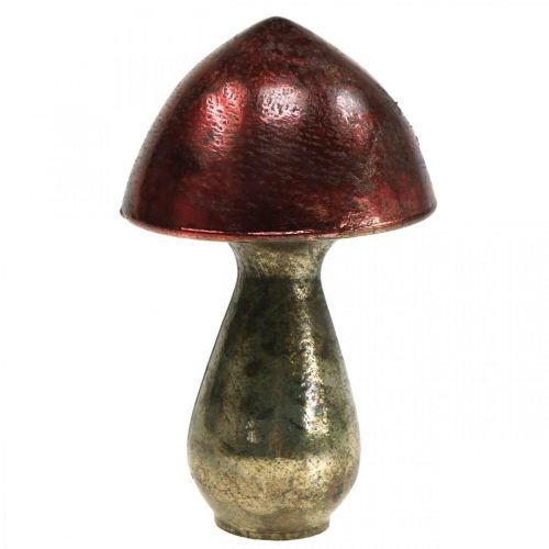 Floristik24 Deko Pilz Rot Groß Glas Herbstdekoration Ø14cm H23cm