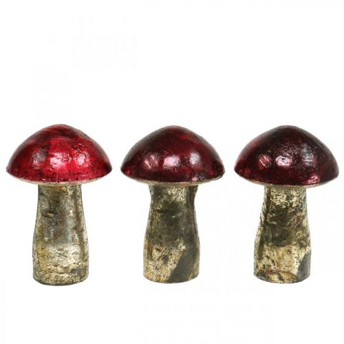 Floristik24 Deko Pilze Glas Rot Herbstdeko Tischdeko Ø6,5cm H10cm 3St