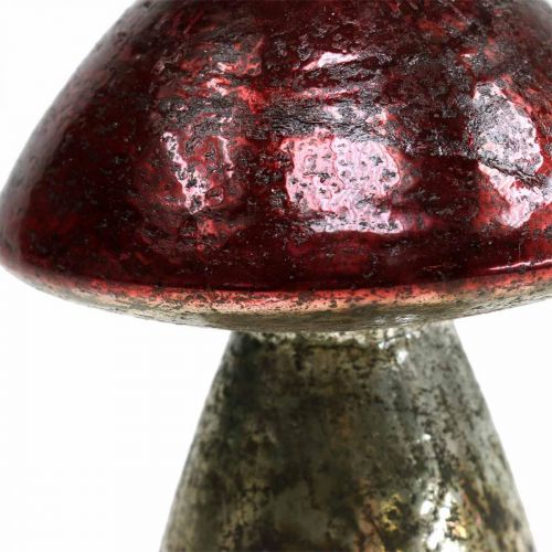 Floristik24 Deko Pilze Glas Rot Vintage Herbstdeko Ø9cm H13,5cm 2St