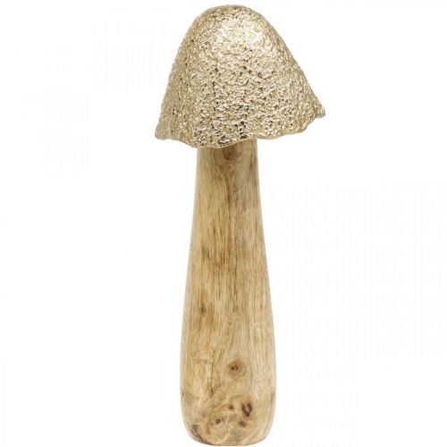 Floristik24 Deko Pilz groß Metall Holz Golden, Natur Deko Figur Herbst 32cm