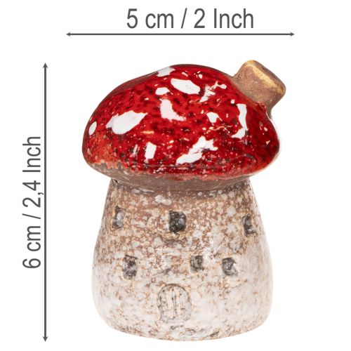 ProductName  Pilzhaus Miniatur-Dekoration 6 cm Keramik rot-weiß 2 Stück | Floristik24.at