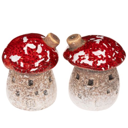 ProductName  Pilzhaus Miniatur-Dekoration 6 cm Keramik rot-weiß 2 Stück | Floristik24.at