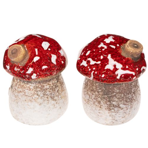 ProductName  Pilzhaus Miniatur-Dekoration 6 cm Keramik rot-weiß 2 Stück | Floristik24.at