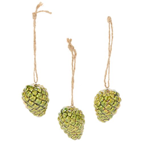 Keramik-Zapfen Anhänger grün 5cm 3er-Set