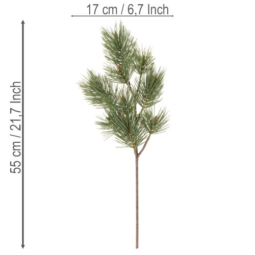 Künstlicher Kiefernzweig 55cm grün 3er-Set für Dekoration | Floristik24.at