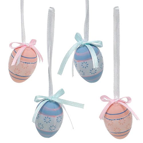 Plastik Eier zum Hängen 4cm Blau-Rosa Mix 36St