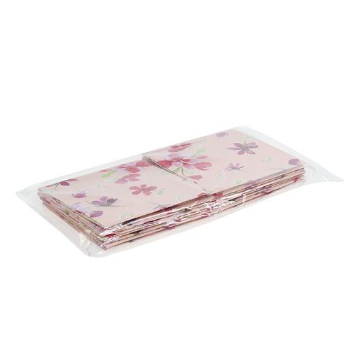 Floristik24 Papiertasche 12cm x 12cm Rosa mit Muster 8St