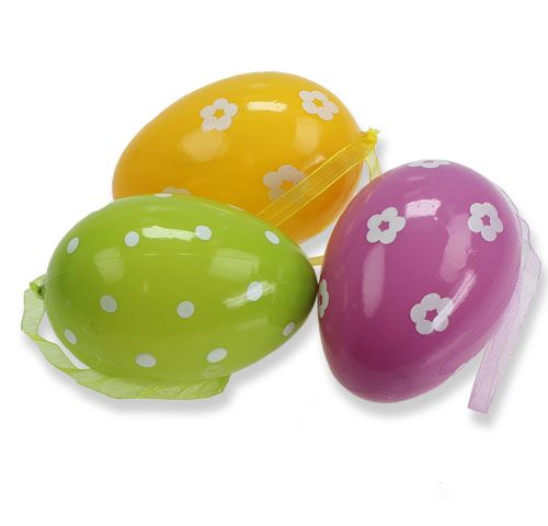 Floristik24 Plastik Deko-Ostereier zum Hängen 9cm 12St