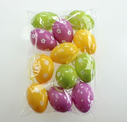 Floristik24 Plastik Deko-Ostereier zum Hängen 9cm 12St