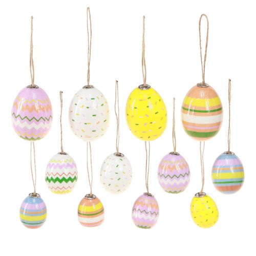 Artikel Plastikeier Ostern Hängend Bunt sortiert H3,5–5,5cm 24 St